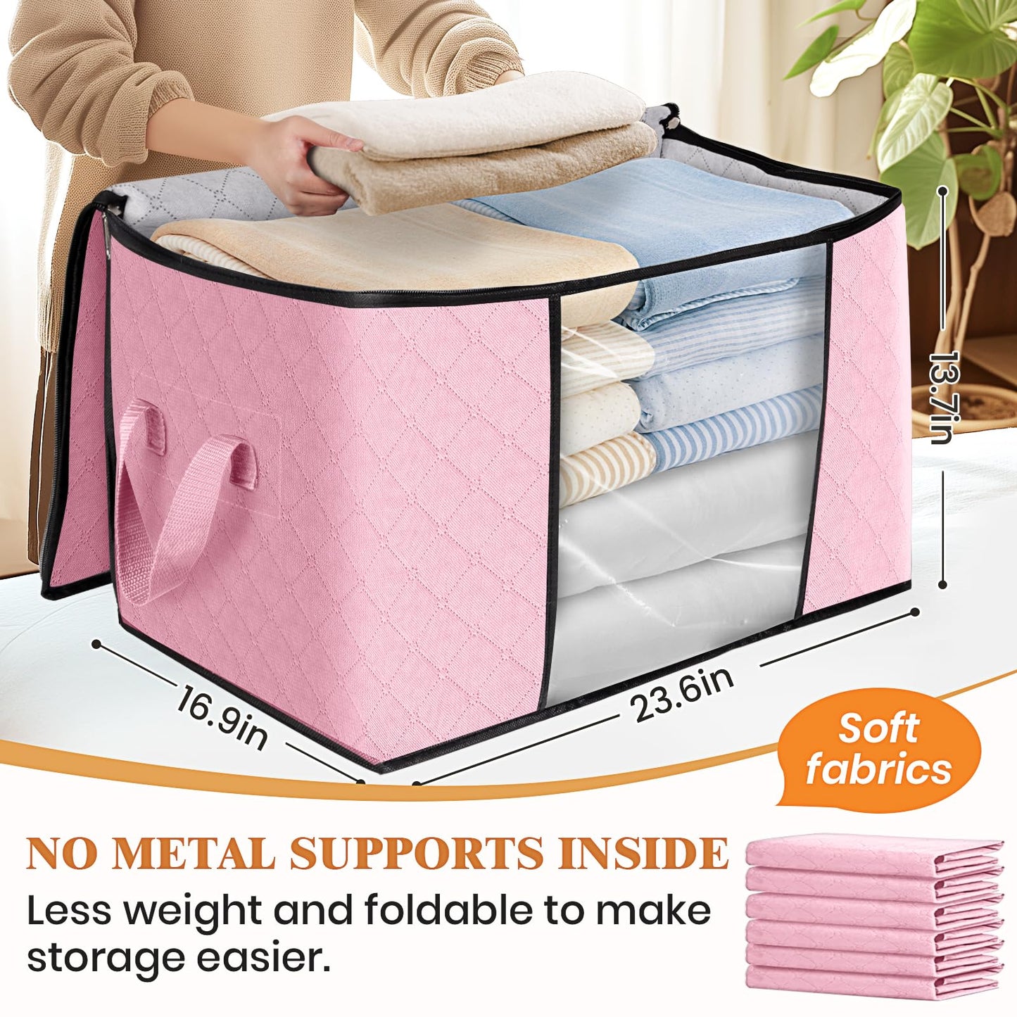 Fab Totes Clothes Storage Bags 6 Pack Foldable Organizers