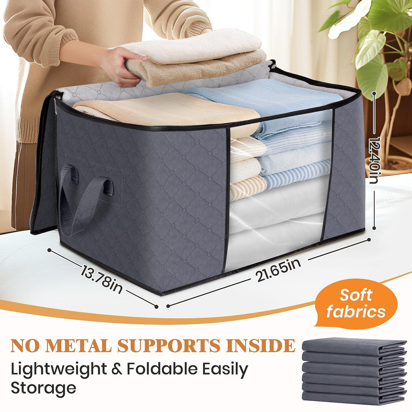 Fab Totes Clothes Storage Bags 6 Pack Foldable Organizers