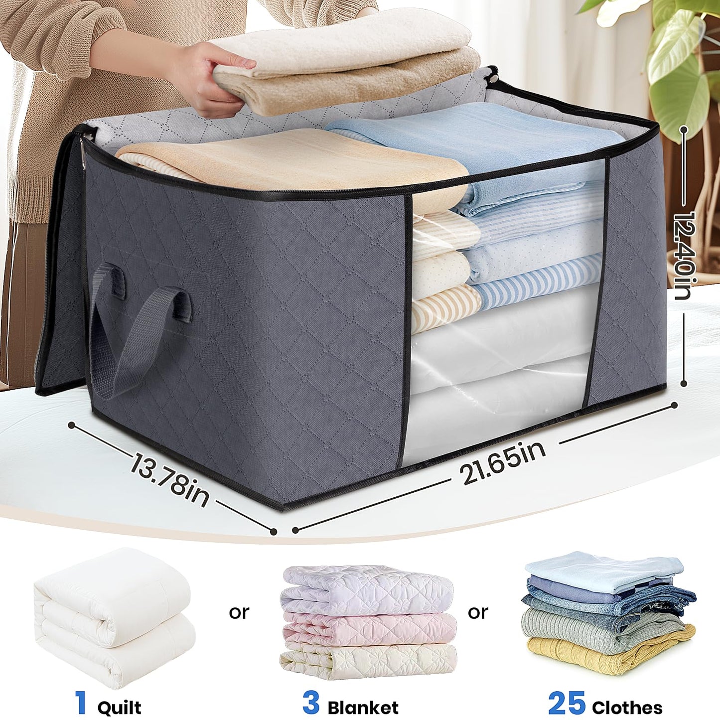 Fab Totes Clothes Storage Bags 6 Pack Foldable Organizers