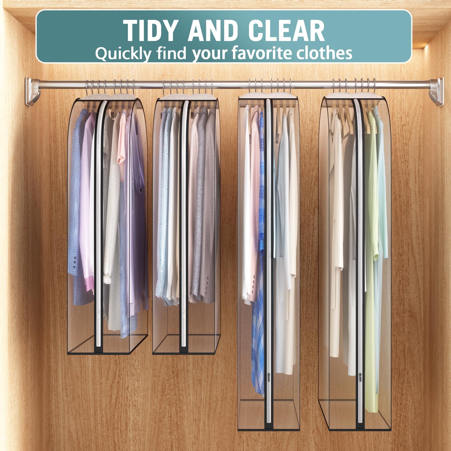 Liuoud Clear Garment Bags 4 Pack 40 Inch Gusseted Suit Covers