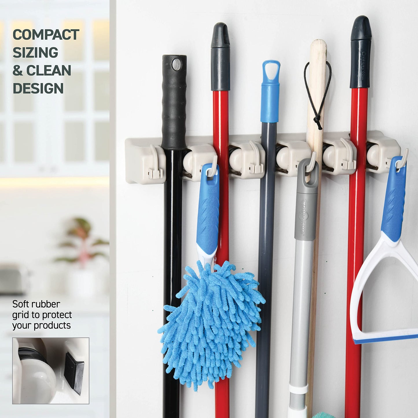 Homeit Mop and Broom Holder Wall Mount Organizer
