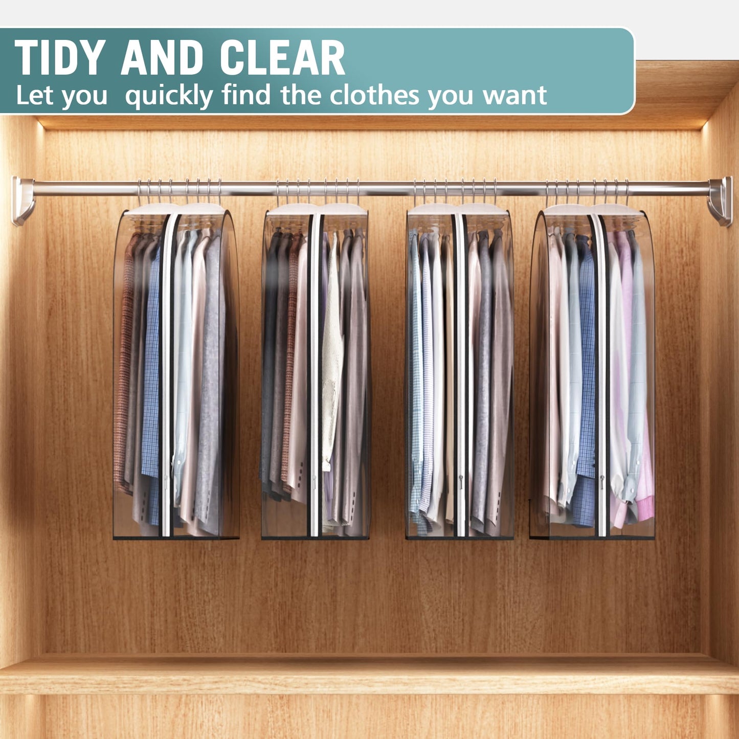 Liuoud Clear Garment Bags 4 Pack 40 Inch Gusseted Suit Covers