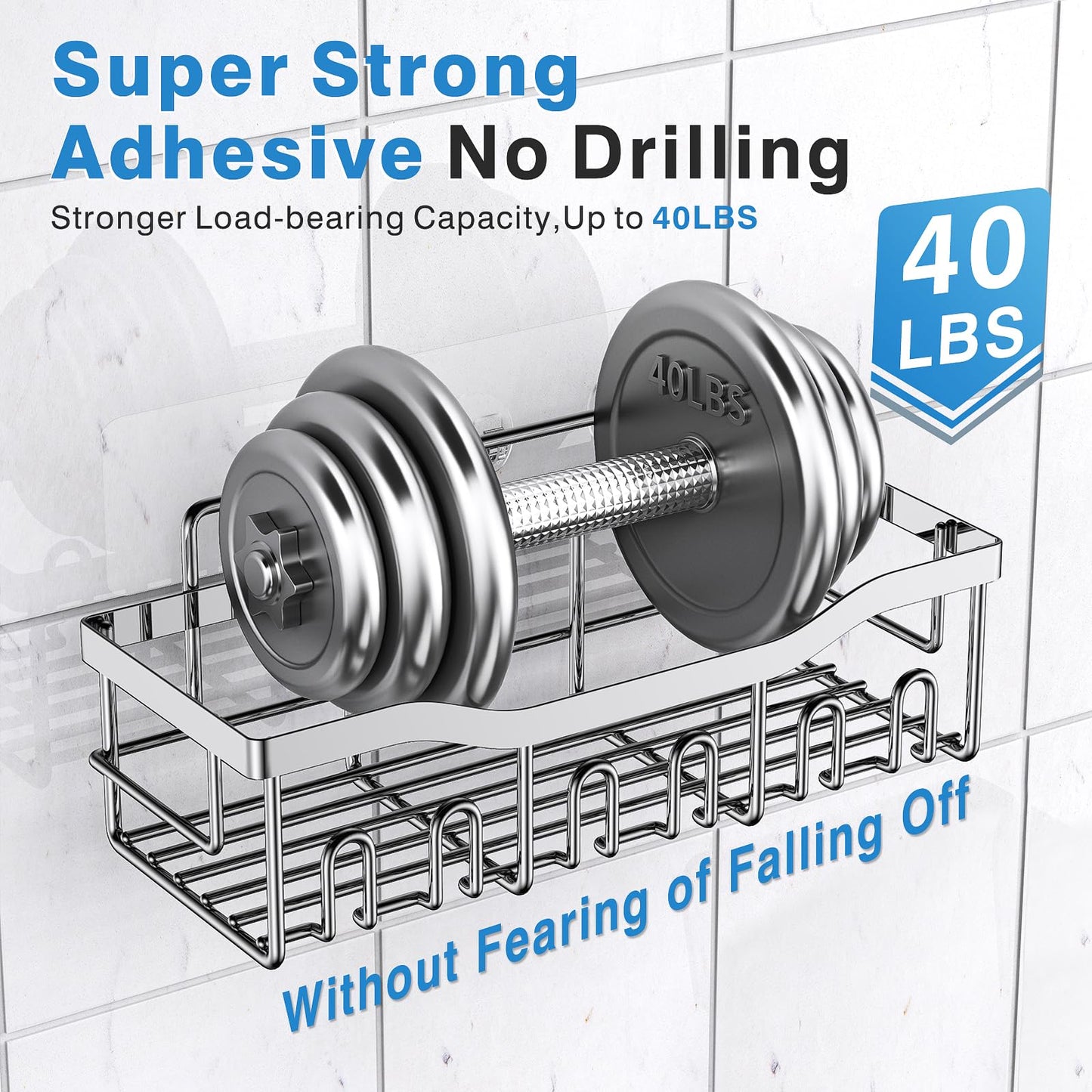 EUDELE Adhesive Shower Caddy 5 Pack Rustproof Organizer