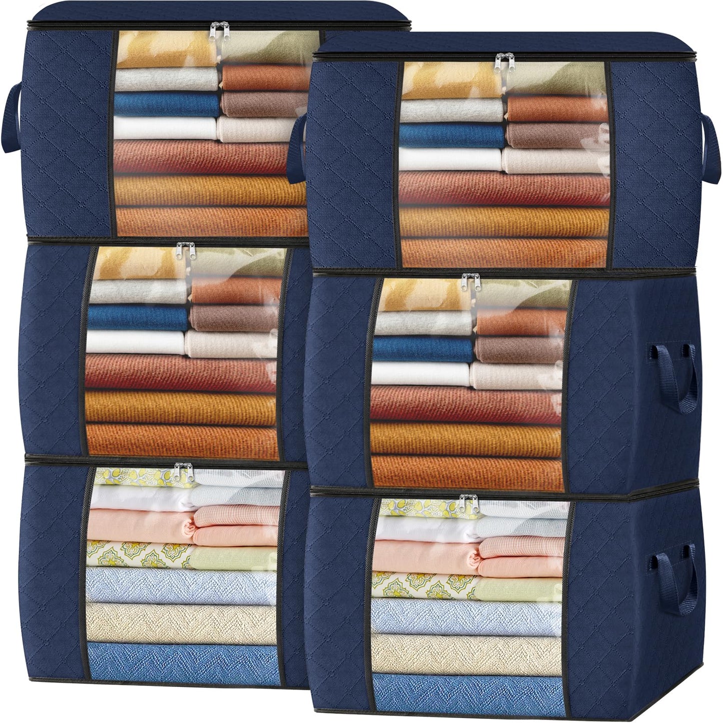 Fab Totes Clothes Storage Bags 6 Pack Foldable Organizers