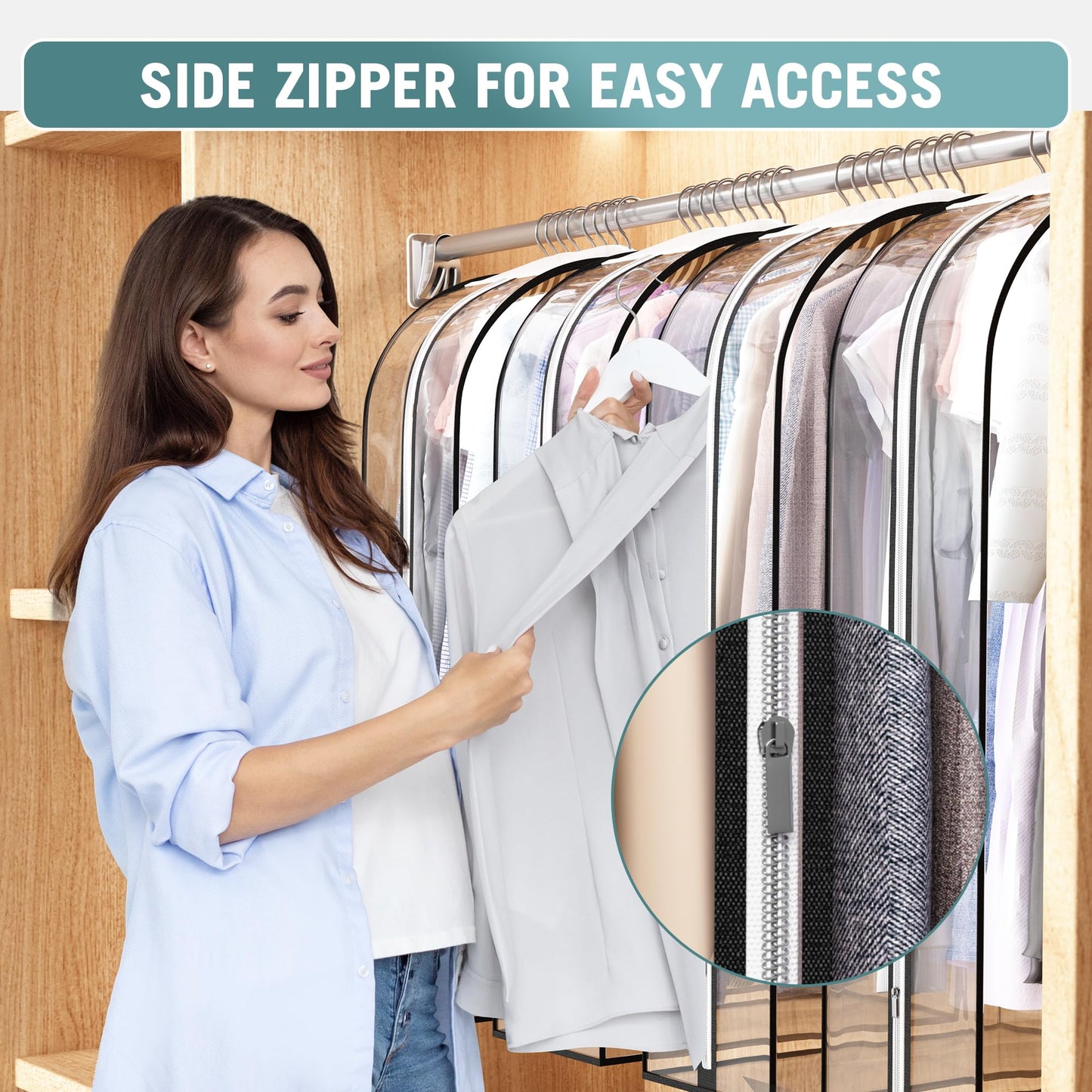 Liuoud Clear Garment Bags 4 Pack 40 Inch Gusseted Suit Covers