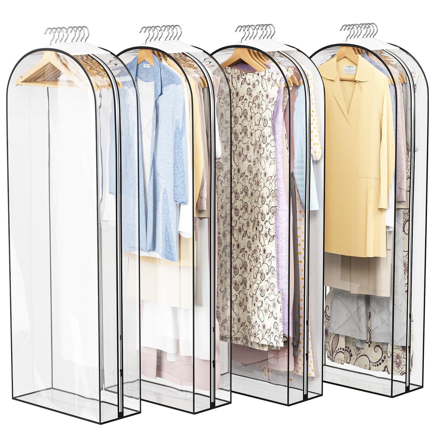 Liuoud Clear Garment Bags 4 Pack 40 Inch Gusseted Suit Covers