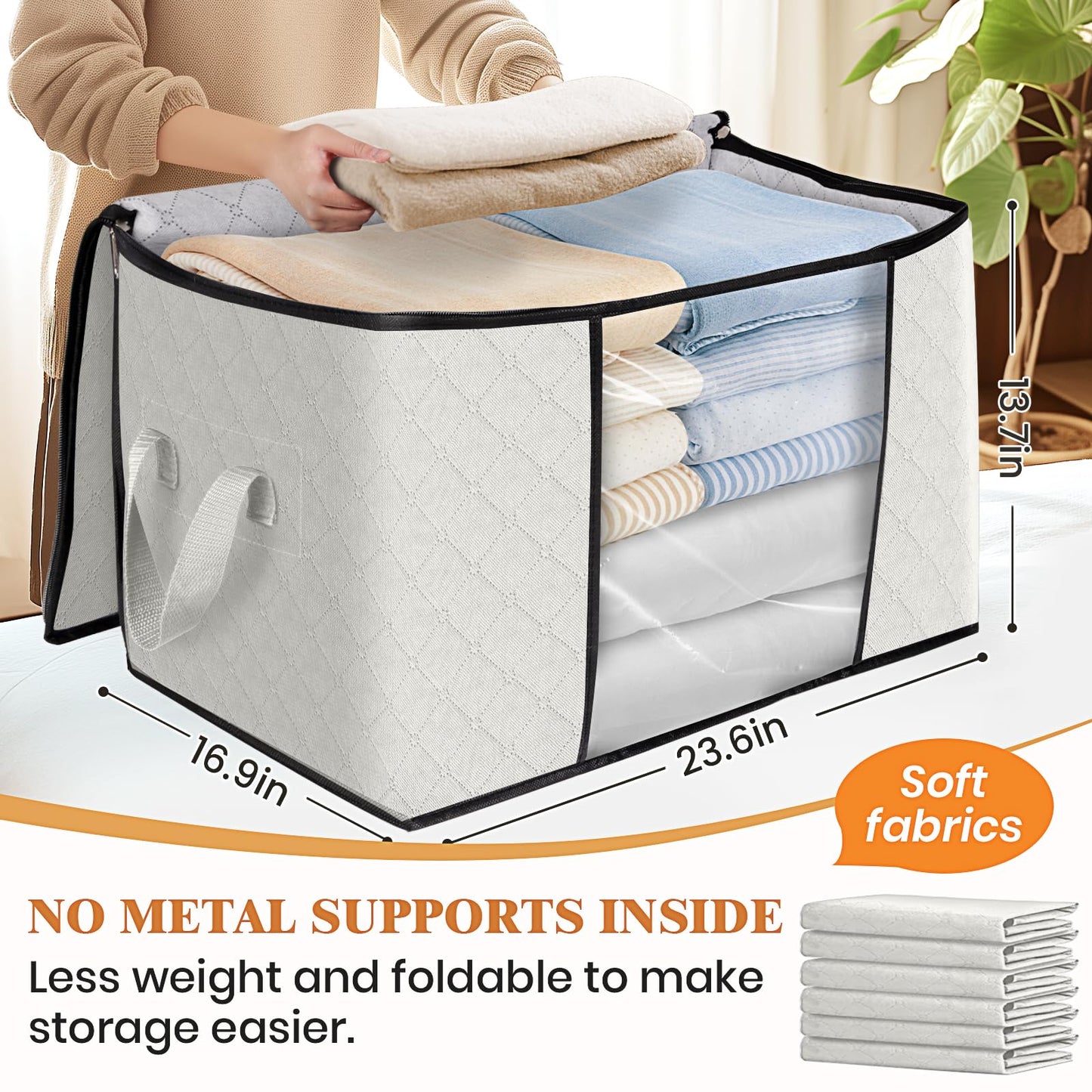 Fab Totes Clothes Storage Bags 6 Pack Foldable Organizers