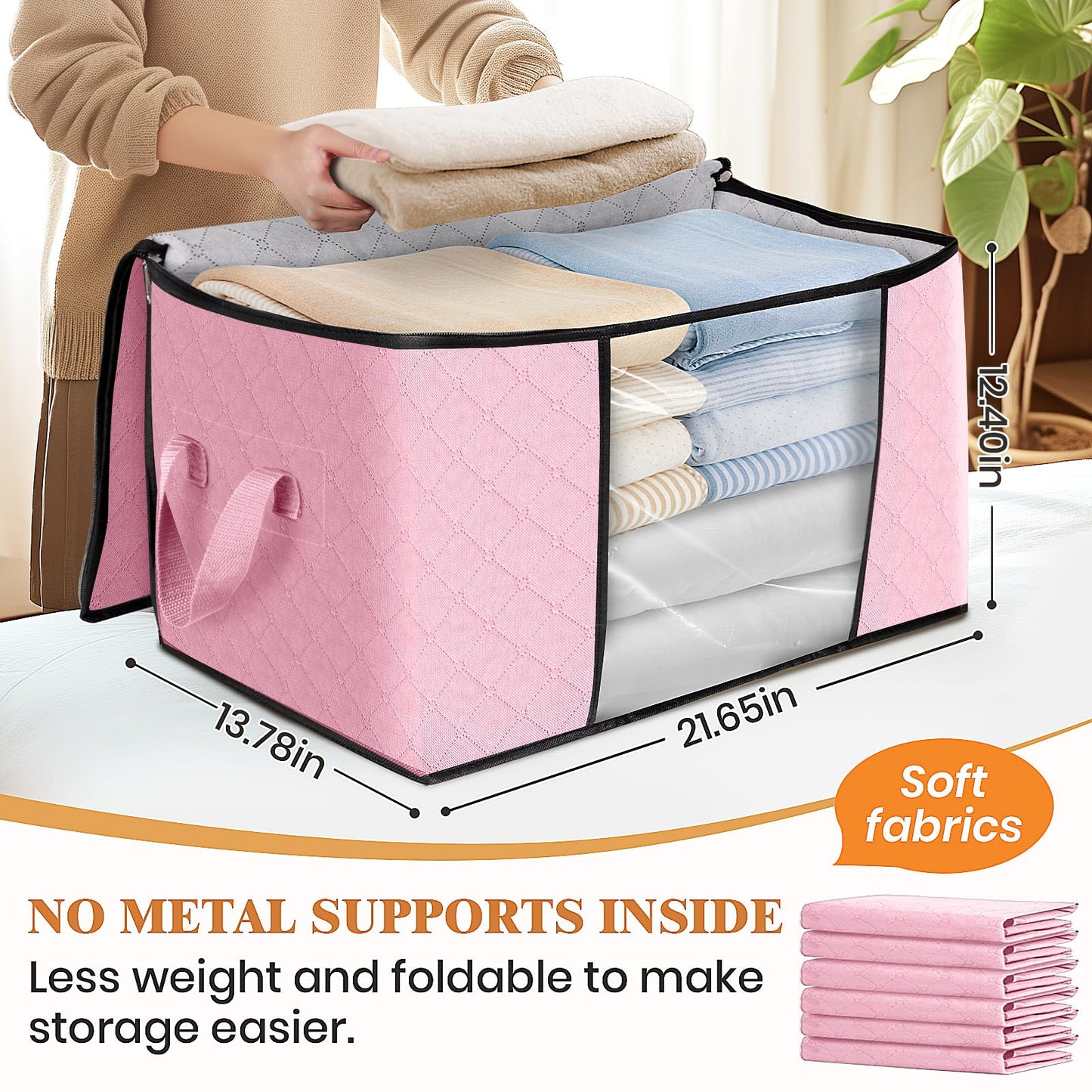Fab Totes Clothes Storage Bags 6 Pack Foldable Organizers