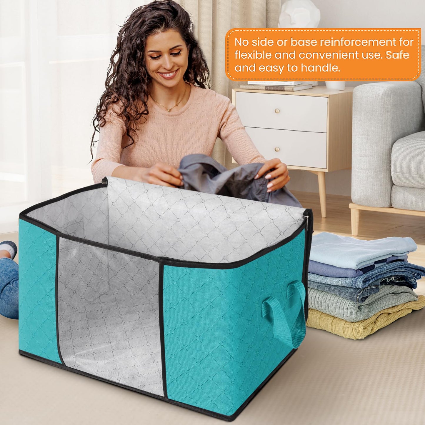 Fab Totes Clothes Storage Bags 6 Pack Foldable Organizers