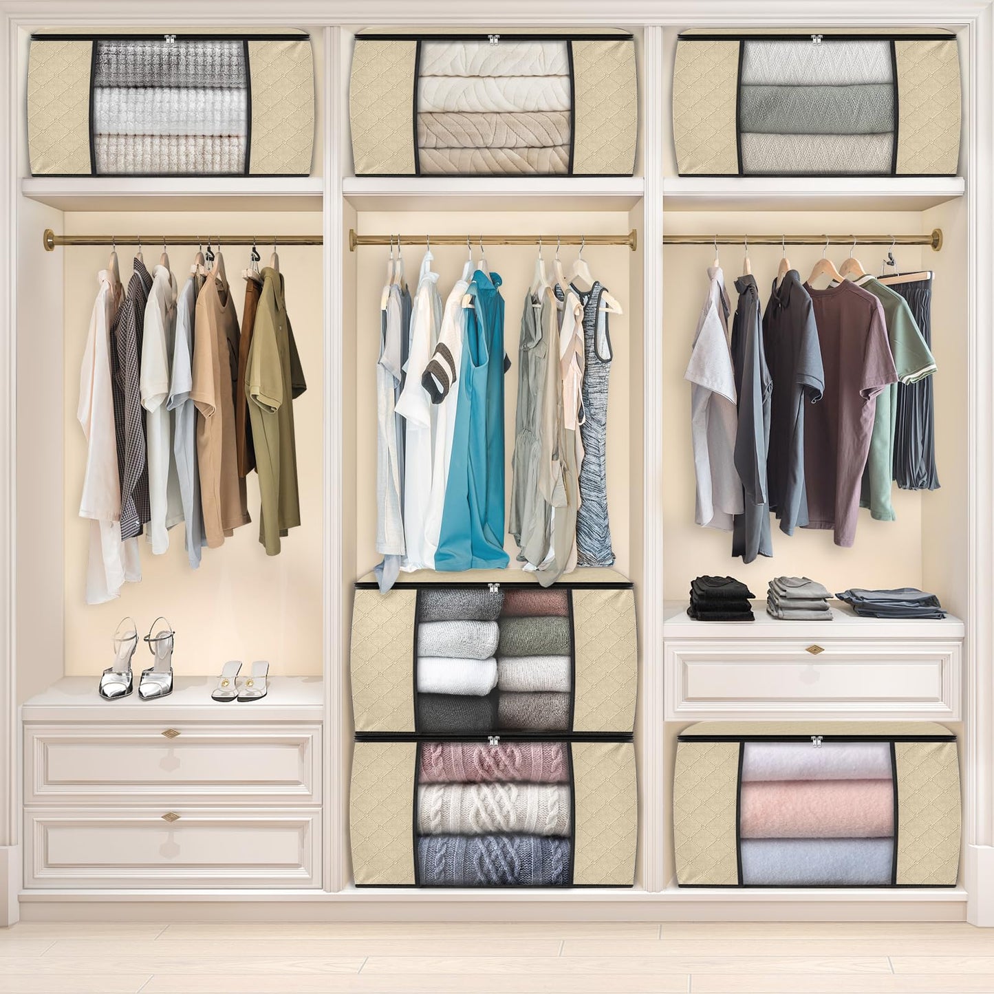 Fab Totes Clothes Storage Bags 6 Pack Foldable Organizers