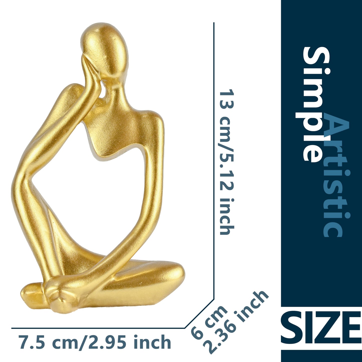 BOPART Gold Thinker Statues 3 Piece Modern Figurine Set