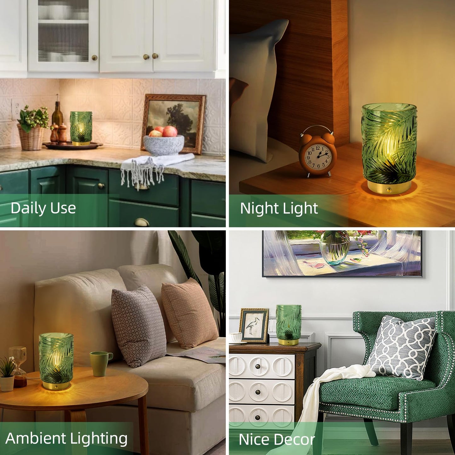 Battery Operated Cordless Table Lamp LED Nightlight with Timer