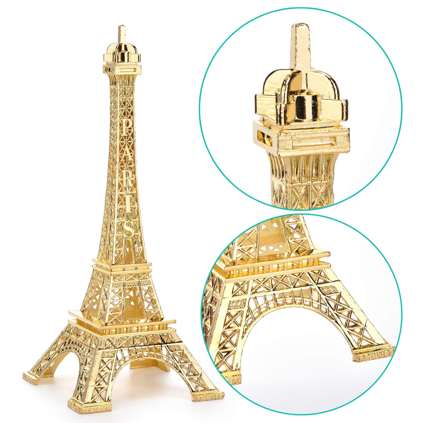 ESHATO Eiffel Tower Statue Gold Metal Decorative Figurine 7 Inch