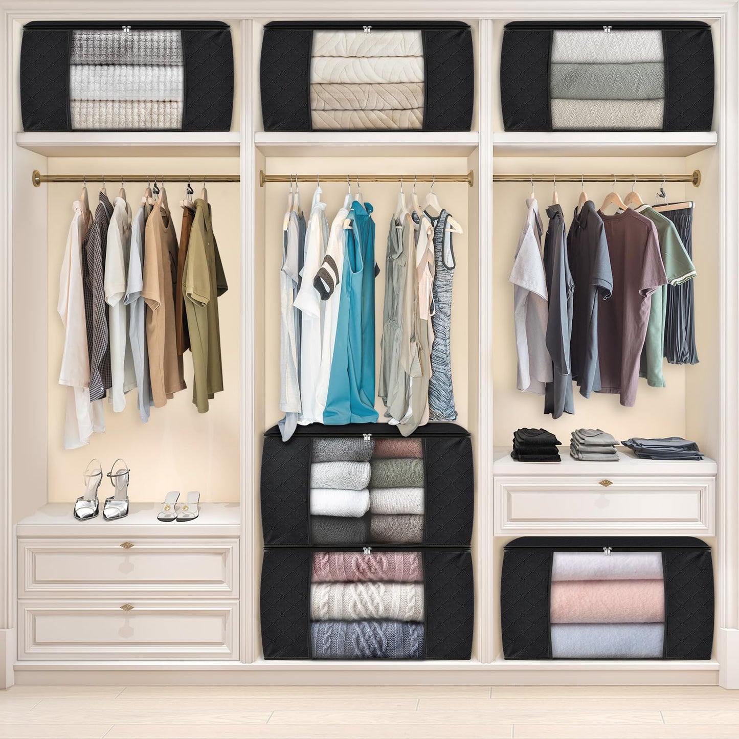 Fab Totes Clothes Storage Bags 6 Pack Foldable Organizers