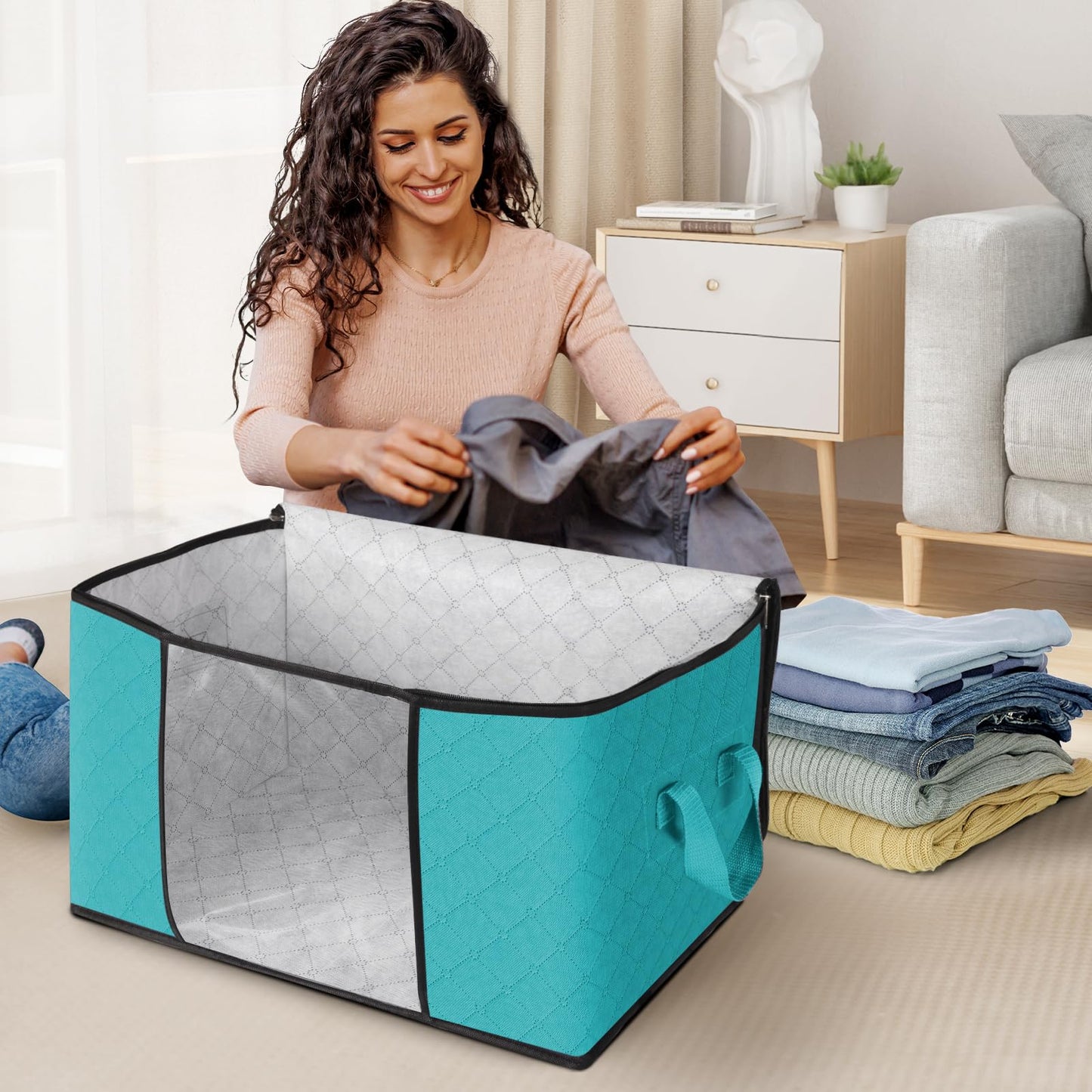 Fab Totes Clothes Storage Bags 6 Pack Foldable Organizers