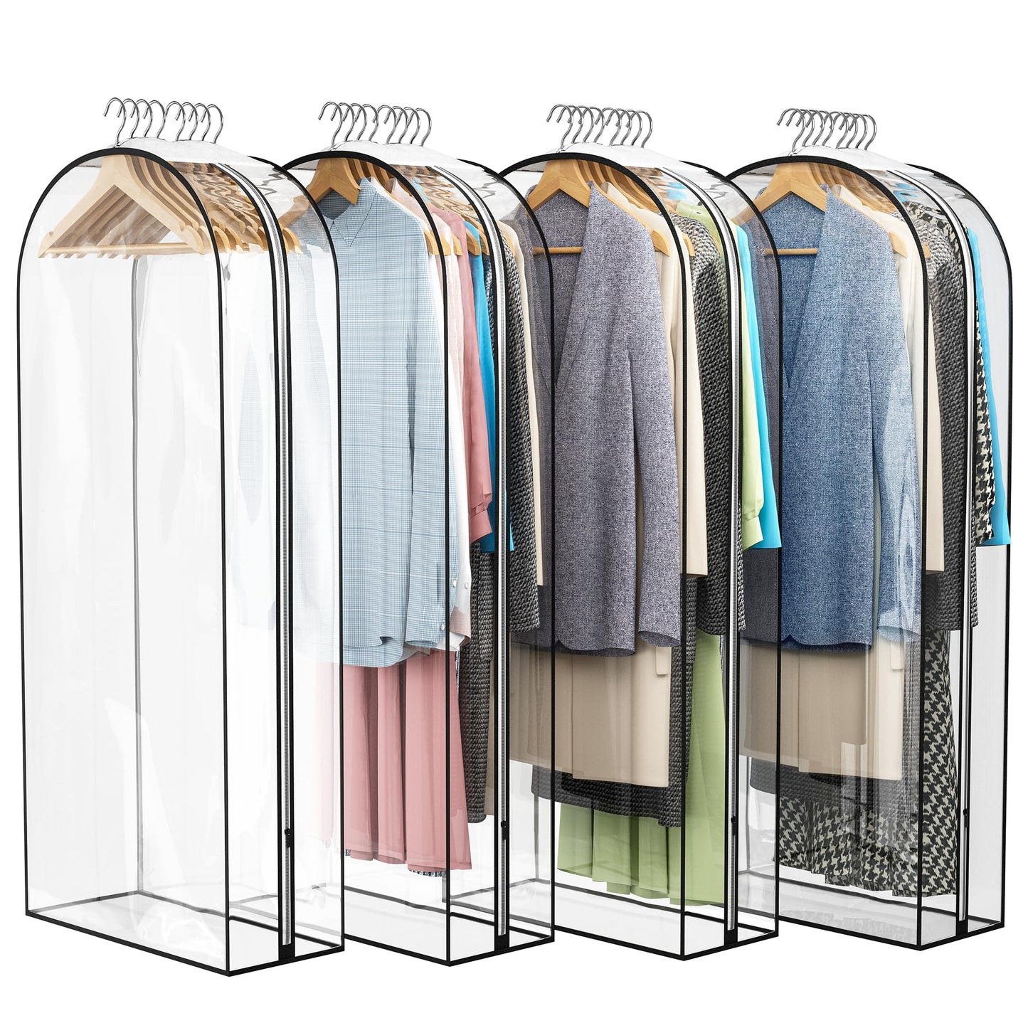 Liuoud Clear Garment Bags 4 Pack 40 Inch Gusseted Suit Covers